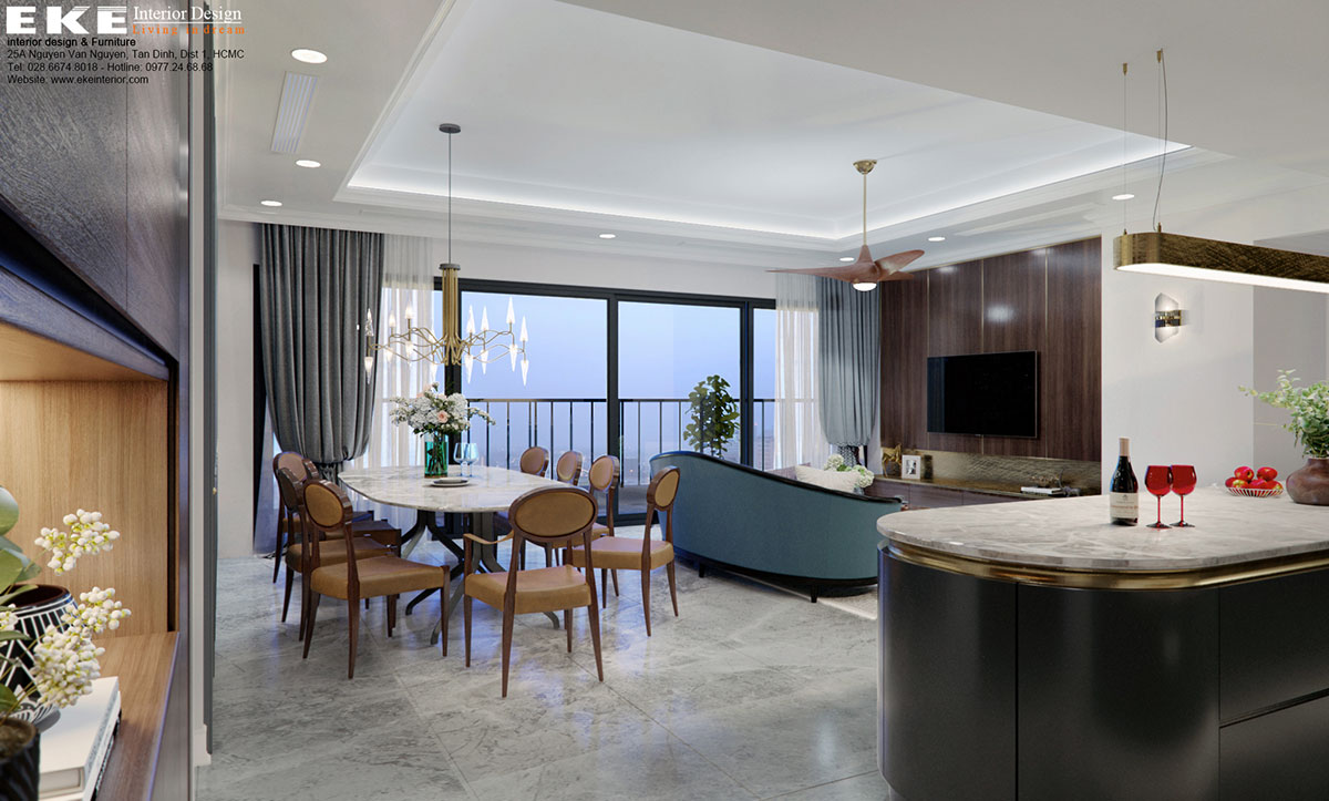 Thiết kế nội thất căn hộ Waterina Suites - Phòng ăn
