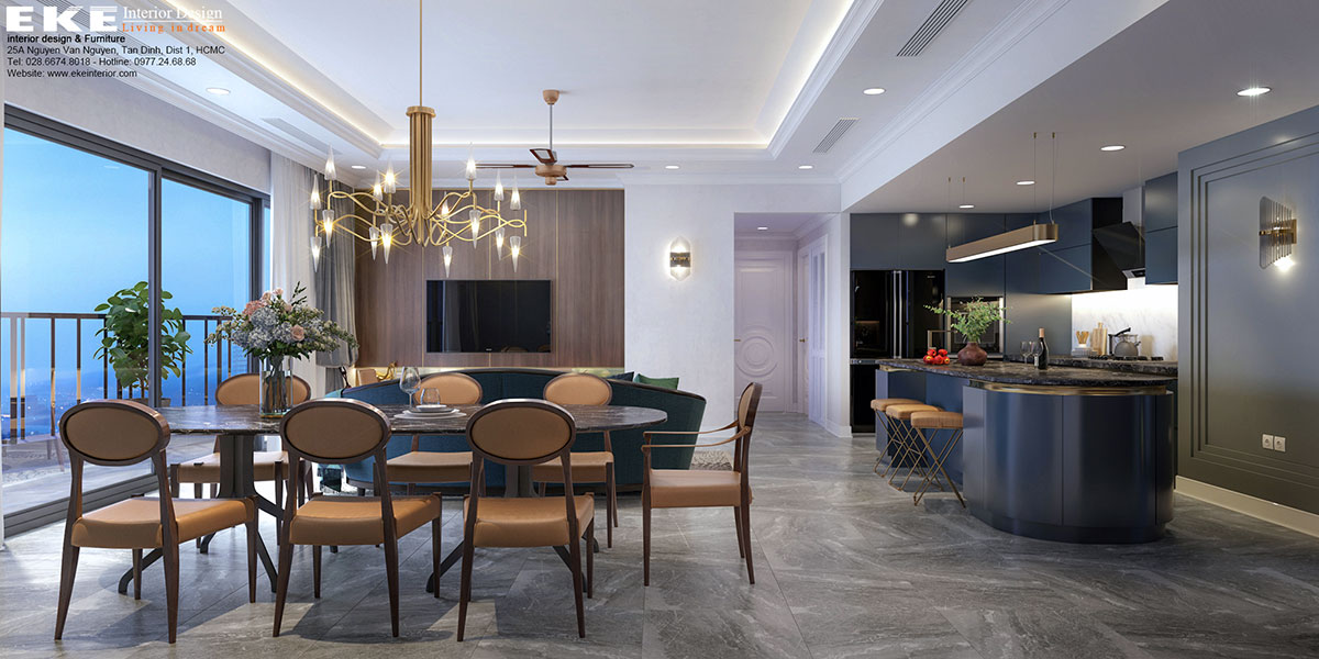 Thiết kế nội thất căn hộ Waterina Suites - Bàn ăn