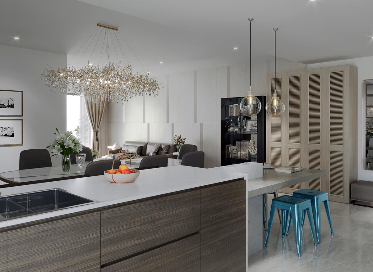 Thiết kế nội thất căn hộ chung cư Hado Centrosa 3 phòng ngủ
