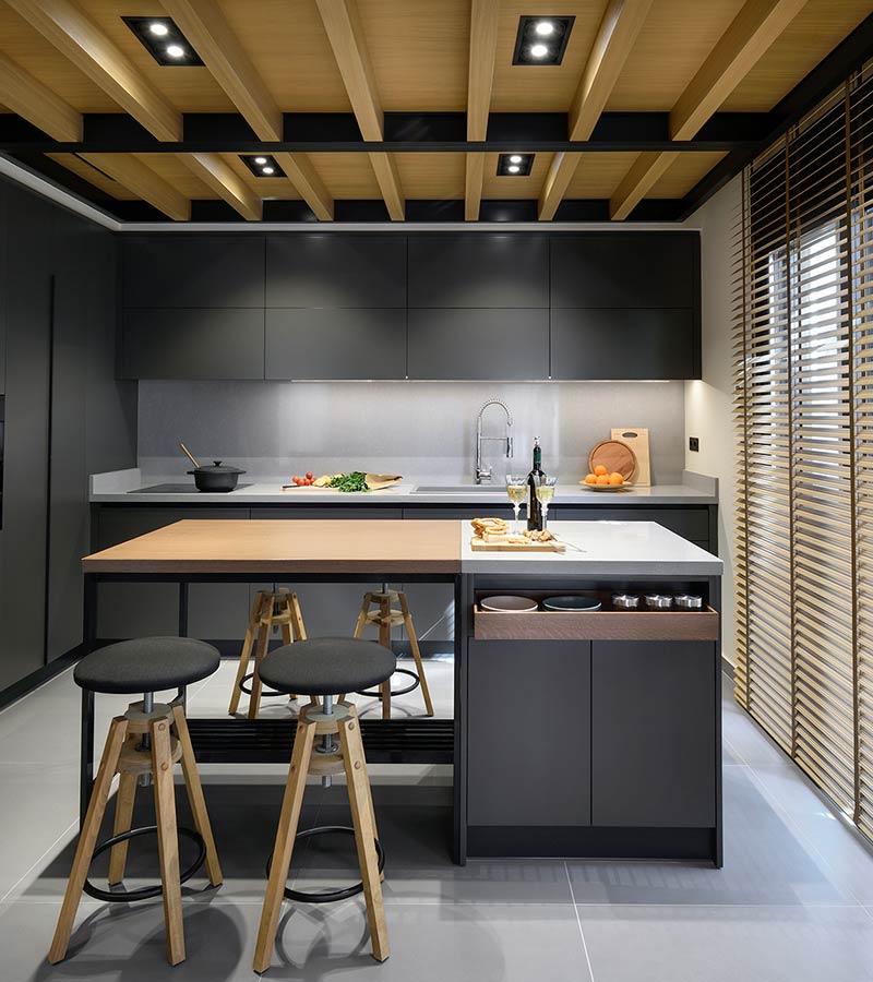 Mẫu bếp hiện đại chung cư duplex